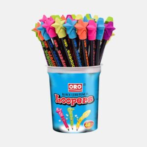 ORO Black Lead Pencil with Eraser LOOPERS Jar 48 Piece